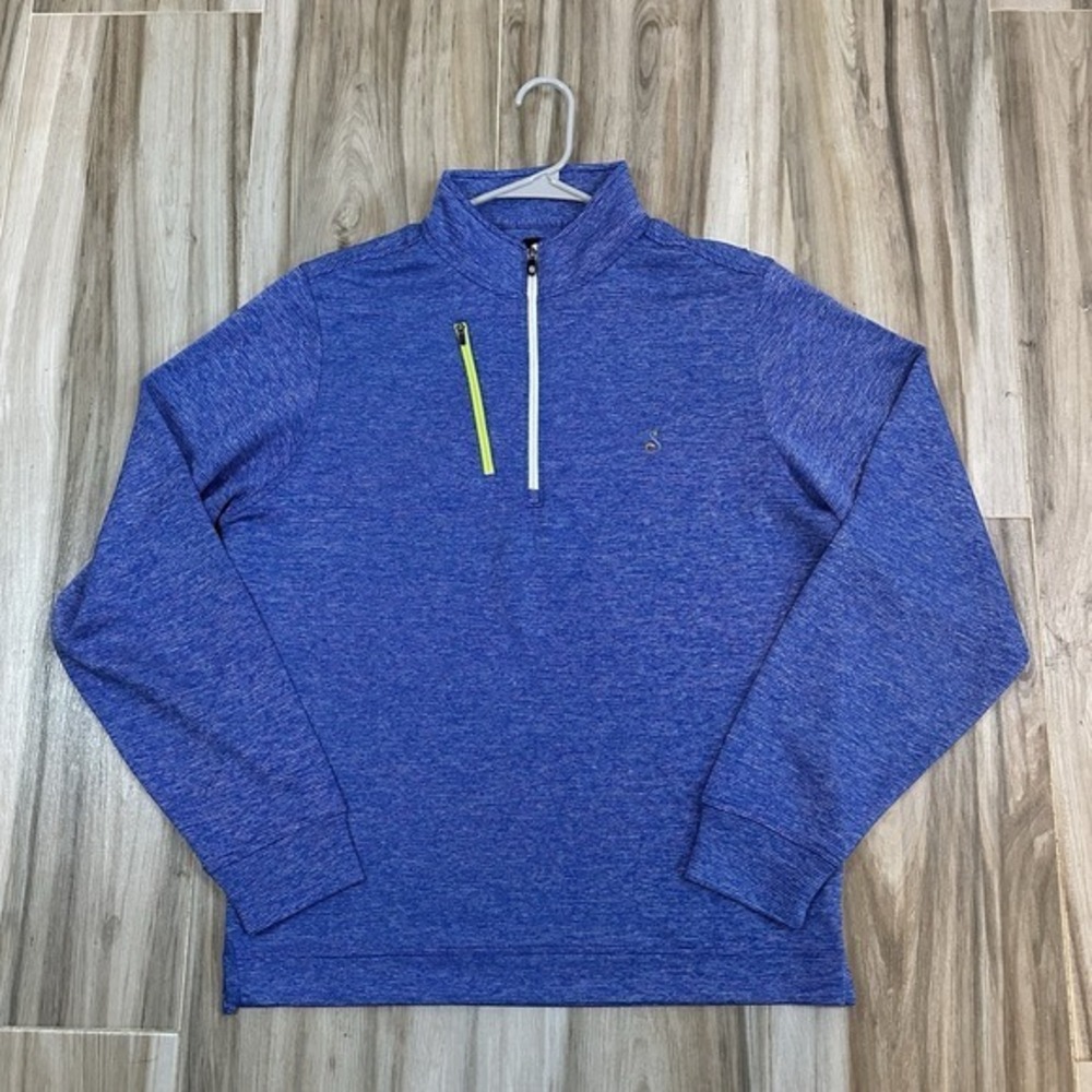 FootJoy Jacket Blue Stripe Knit 1/4 Zip Pullover Golf Long Sleeve Logo‎ Stretch